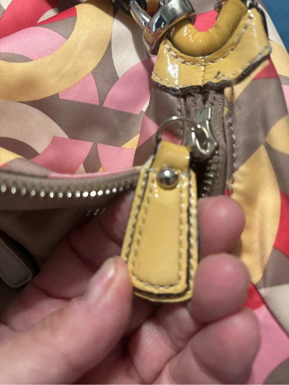 Coach Multi-Color Geometric Hobo Bag - Pink, Yellow & Red